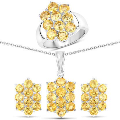 6.60 Carat Genuine Citrine .925 Sterling Silver 3 Piece Jewelry Set (Ring, Earrings, and Pendant w/ Chain) by Bids.com