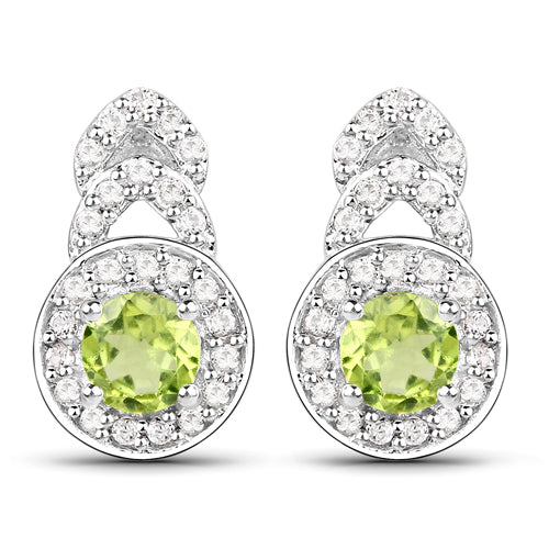 2.68 Carat Genuine Peridot and White Topaz .925 Sterling Silver Jewelry Set by Bids.com