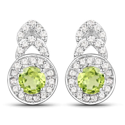 2.68 Carat Genuine Peridot and White Topaz .925 Sterling Silver Jewelry Set by Bids.com