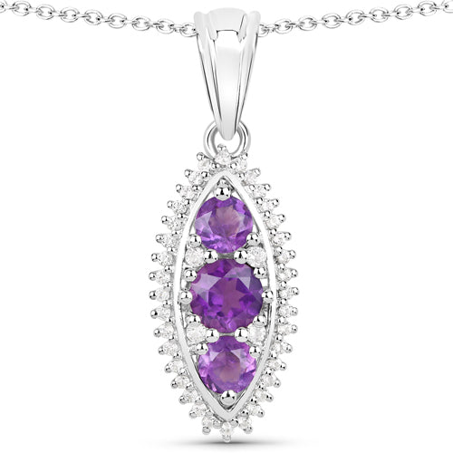 3.60 Carat Genuine Amethyst and White Topaz .925 Sterling Silver 3 Piece Jewelry Set (Ring, Earrings, and Pendant w/ Chain) by Bids.com
