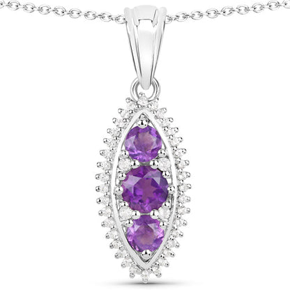 3.60 Carat Genuine Amethyst and White Topaz .925 Sterling Silver 3 Piece Jewelry Set (Ring, Earrings, and Pendant w/ Chain) by Bids.com