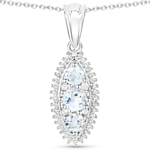 4.50 Carat Genuine Blue Topaz and White Topaz .925 Sterling Silver 3 Piece Jewelry Set (Ring, Earrings, and Pendant w/ Chain) by Bids.com