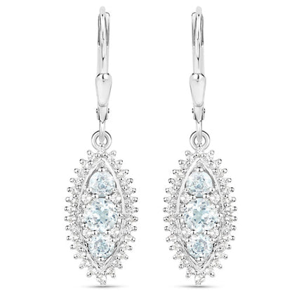 4.50 Carat Genuine Blue Topaz and White Topaz .925 Sterling Silver 3 Piece Jewelry Set (Ring, Earrings, and Pendant w/ Chain) by Bids.com