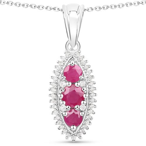 4.32 Carat Genuine Ruby and White Topaz .925 Sterling Silver 3 Piece Jewelry Set (Ring, Earrings, and Pendant w/ Chain) by Bids.com