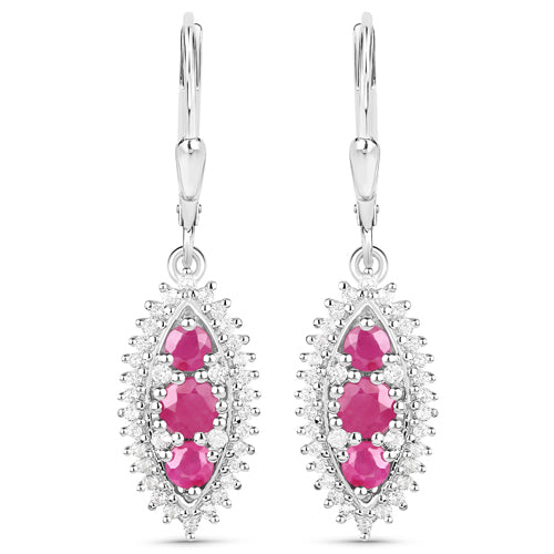 4.32 Carat Genuine Ruby and White Topaz .925 Sterling Silver 3 Piece Jewelry Set (Ring, Earrings, and Pendant w/ Chain) by Bids.com