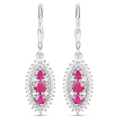 4.32 Carat Genuine Ruby and White Topaz .925 Sterling Silver 3 Piece Jewelry Set (Ring, Earrings, and Pendant w/ Chain) by Bids.com