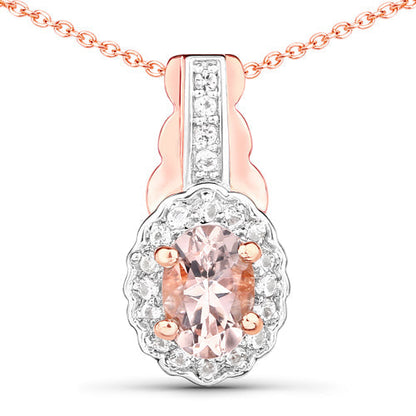 1.98 Carat Genuine Morganite and White Topaz .925 Sterling Silver 3 Piece Jewelry Set (Ring, Earrings, and Pendant w/ Chain)  DestGlow