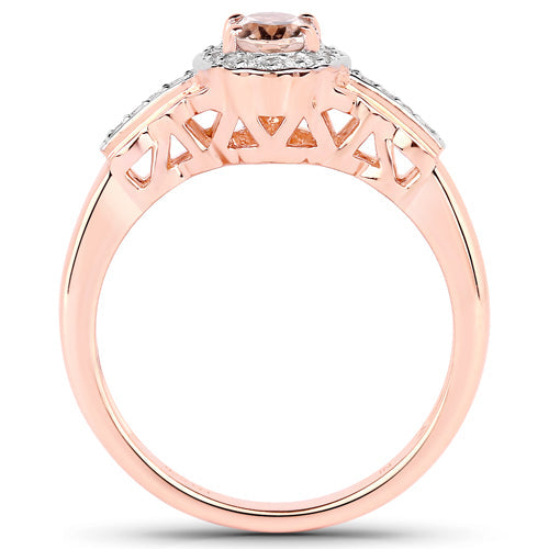1.98 Carat Genuine Morganite and White Topaz .925 Sterling Silver 3 Piece Jewelry Set (Ring, Earrings, and Pendant w/ Chain)  DestGlow