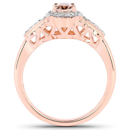 1.98 Carat Genuine Morganite and White Topaz .925 Sterling Silver 3 Piece Jewelry Set (Ring, Earrings, and Pendant w/ Chain)  DestGlow