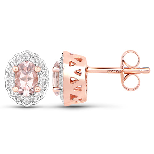 1.98 Carat Genuine Morganite and White Topaz .925 Sterling Silver 3 Piece Jewelry Set (Ring, Earrings, and Pendant w/ Chain)  DestGlow