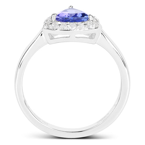1.02 Carat Genuine Tanzanite and White Topaz .925 Sterling Silver Ring by Bids.com
