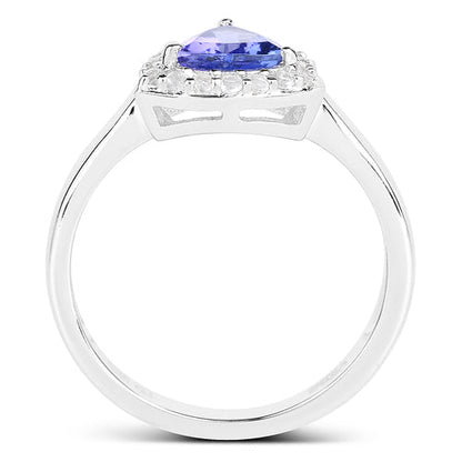 1.02 Carat Genuine Tanzanite and White Topaz .925 Sterling Silver Ring by Bids.com
