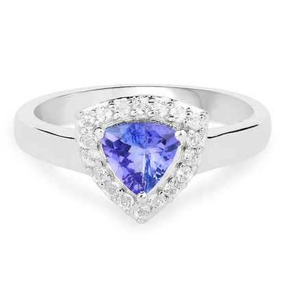 1.02 Carat Genuine Tanzanite and White Topaz .925 Sterling Silver Ring by Bids.com