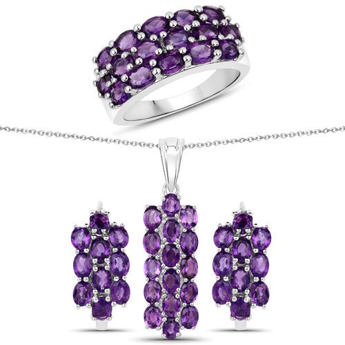 8.32 Carat Genuine Amethyst .925 Sterling Silver Jewelry Set by Bids.com