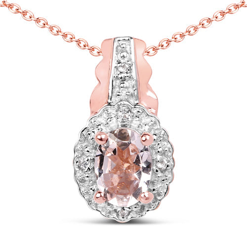 2.28 Carat Genuine Morganite and White Topaz .925 Sterling Silver 3 Piece Jewelry Set (Ring, Earrings, and Pendant w/ Chain) by Bids.com