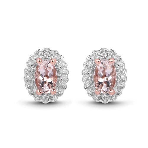 2.28 Carat Genuine Morganite and White Topaz .925 Sterling Silver 3 Piece Jewelry Set (Ring, Earrings, and Pendant w/ Chain) by Bids.com