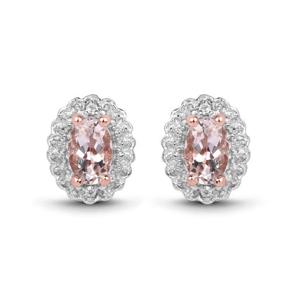 2.28 Carat Genuine Morganite and White Topaz .925 Sterling Silver 3 Piece Jewelry Set (Ring, Earrings, and Pendant w/ Chain) by Bids.com
