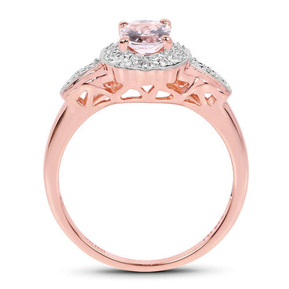 2.28 Carat Genuine Morganite and White Topaz .925 Sterling Silver 3 Piece Jewelry Set (Ring, Earrings, and Pendant w/ Chain) by Bids.com