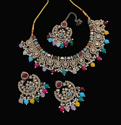 Joban Fashion Multi Stone Work Necklace Set