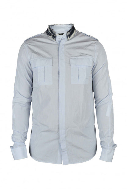 Balmain Men Shirt With Denim Collar by Luosophy
