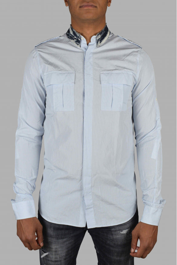 Balmain Men Shirt With Denim Collar by Luosophy