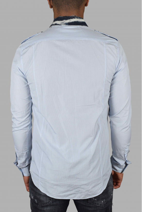Balmain Men Shirt With Denim Collar by Luosophy