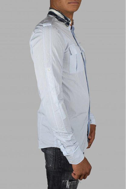 Balmain Men Shirt With Denim Collar by Luosophy