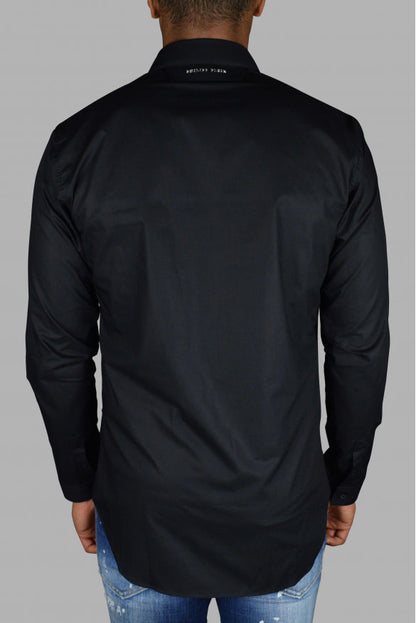 Philipp Plein Men Gold Cut Ls Skull Shirt by Luosophy