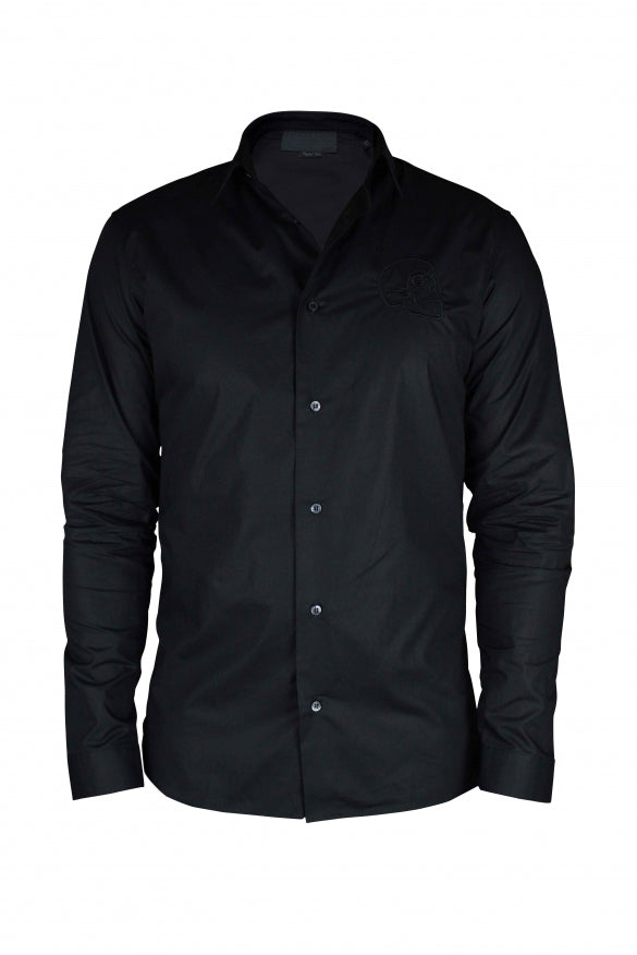 Philipp Plein Men Gold Cut Ls Skull Shirt by Luosophy