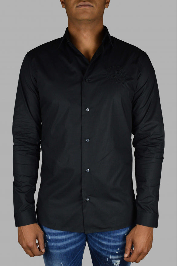 Philipp Plein Men Gold Cut Ls Skull Shirt by Luosophy