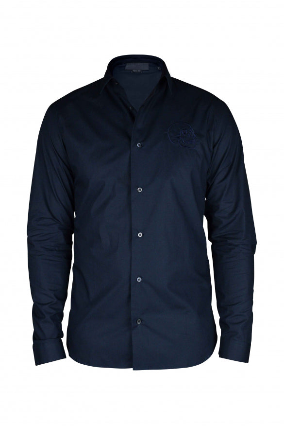 Philipp Plein Men Gold Cut Ls Skull Shirt by Luosophy