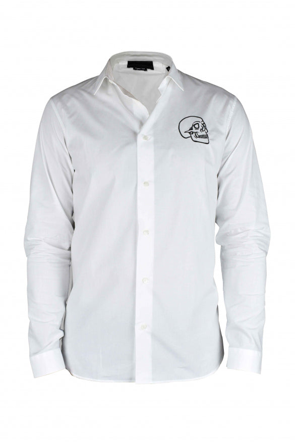 Philipp Plein Men Gold Cut Ls Skull Shirt by Luosophy
