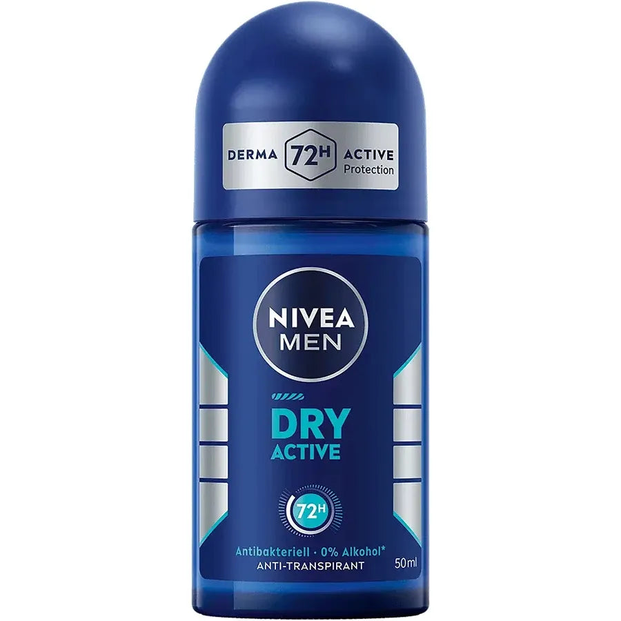 NIVEA MEN Dry Active 72h Anti-Perspirant Roll-On 50ml – Antibacterial Protection &amp; Long Lasting Dryness by Pasteur Pharmacy