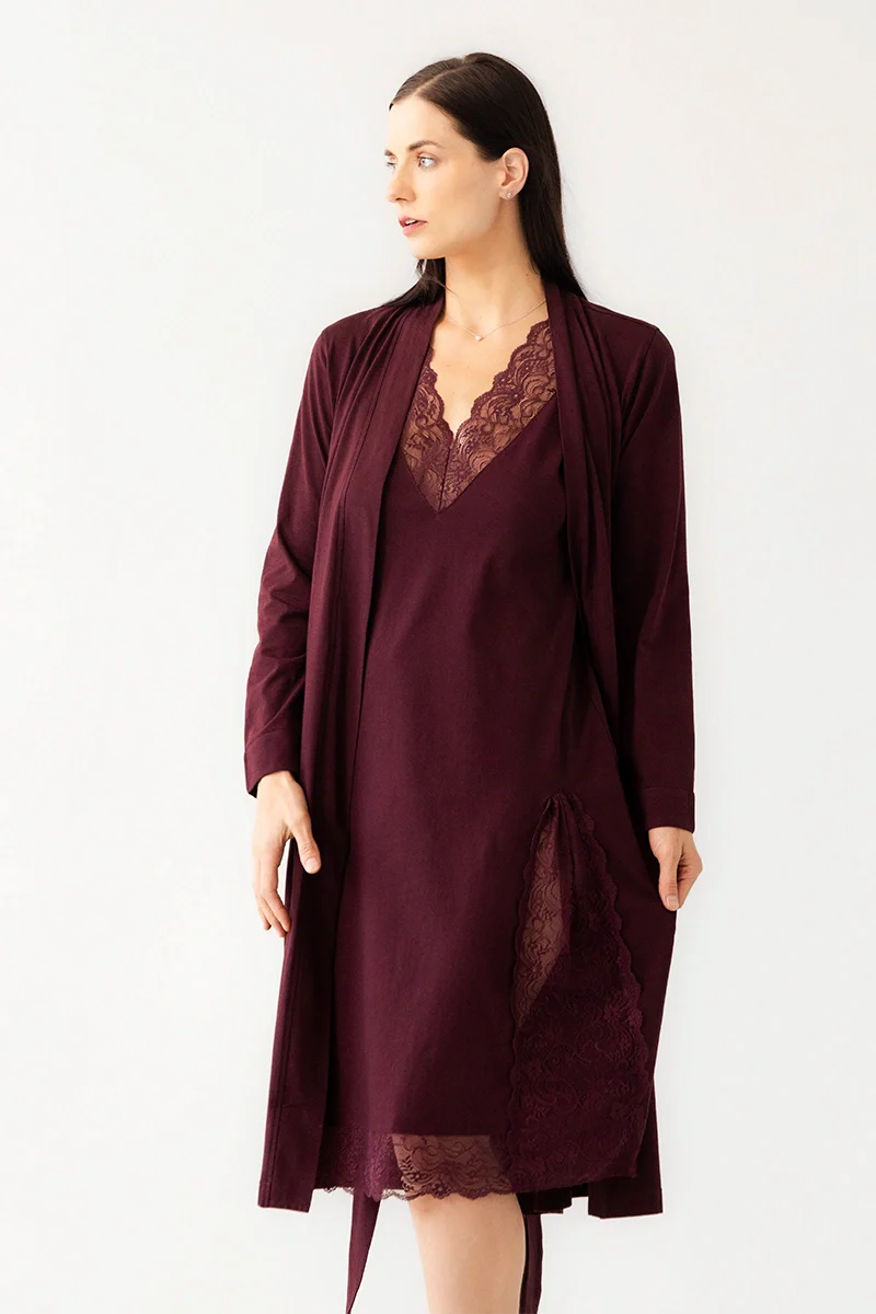 Simone Lace Trim Pima Cotton Gown - DestGlow