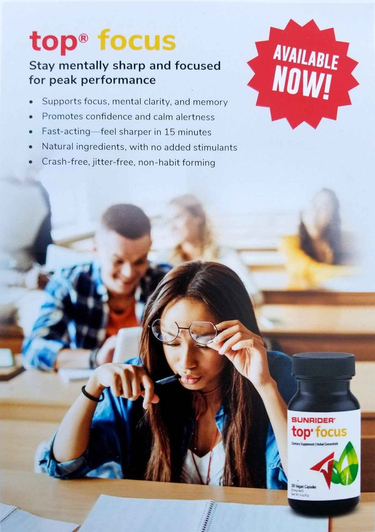 NOW AVAILABLE Top Focus 40 Caps | By Sunrider