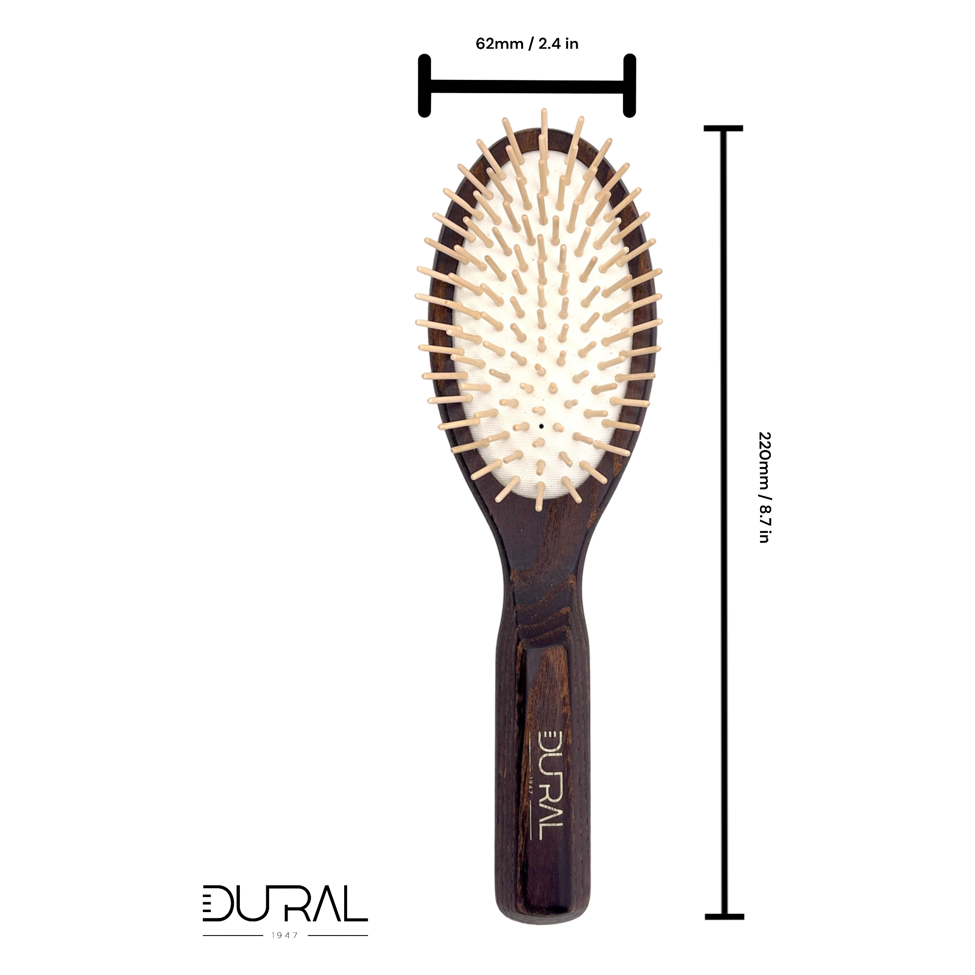 Dural Thermo-wood rubber cushion hair brush with wooden pins by Pasteur Pharmacy