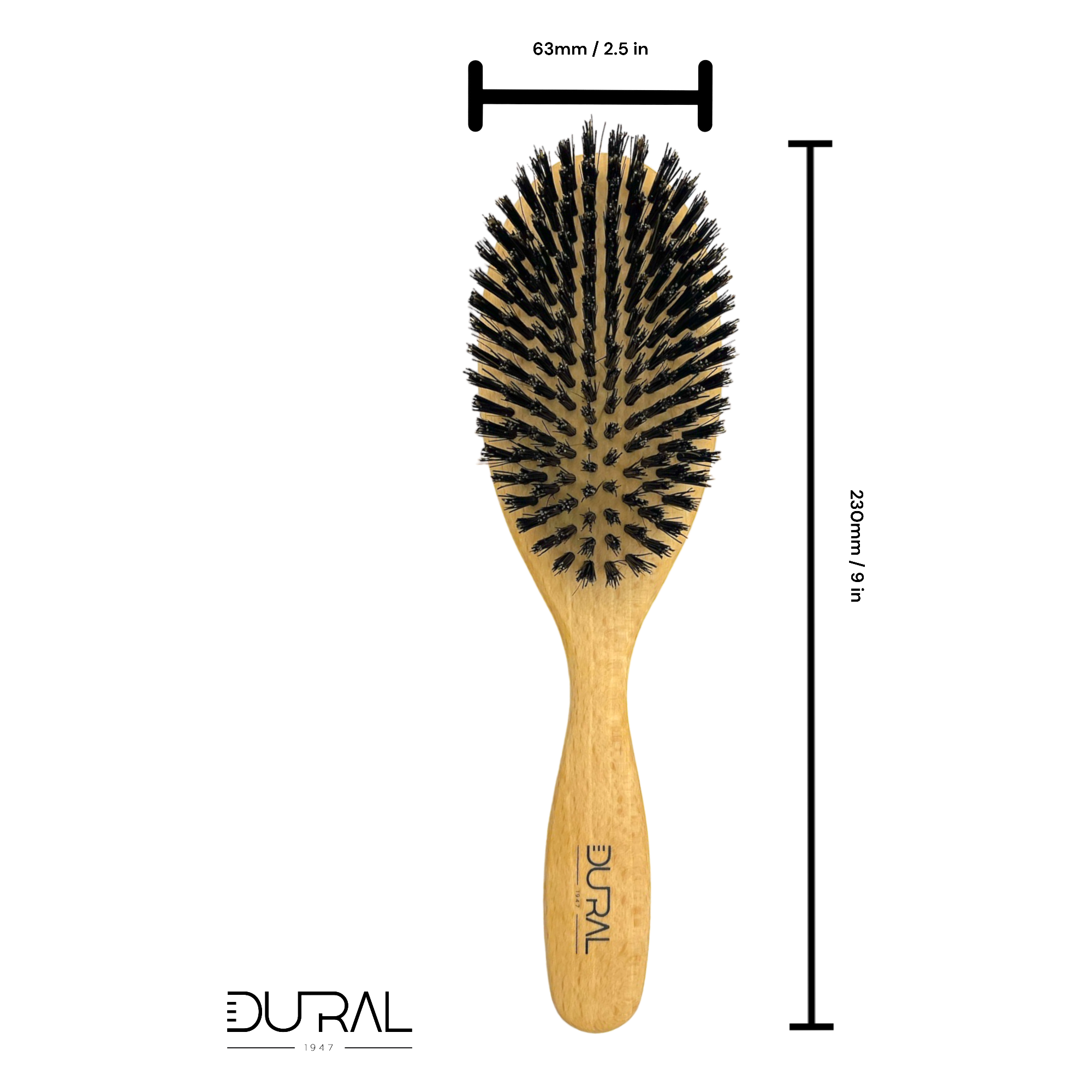Dural Beech wood hair brush with pure boar bristles - 10 rows by Pasteur Pharmacy
