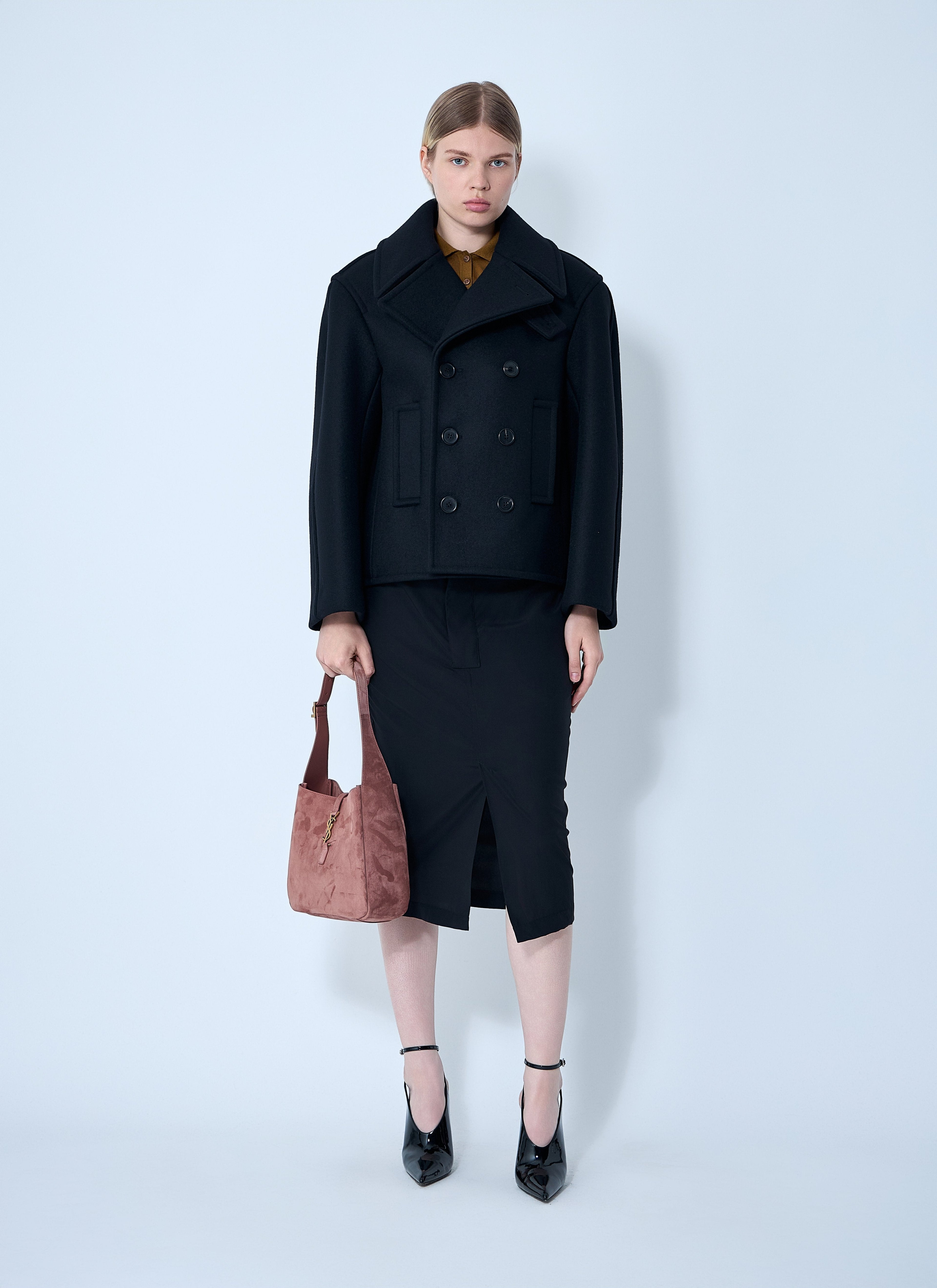 Saint Laurent Women Wool Coat by Luosophy
