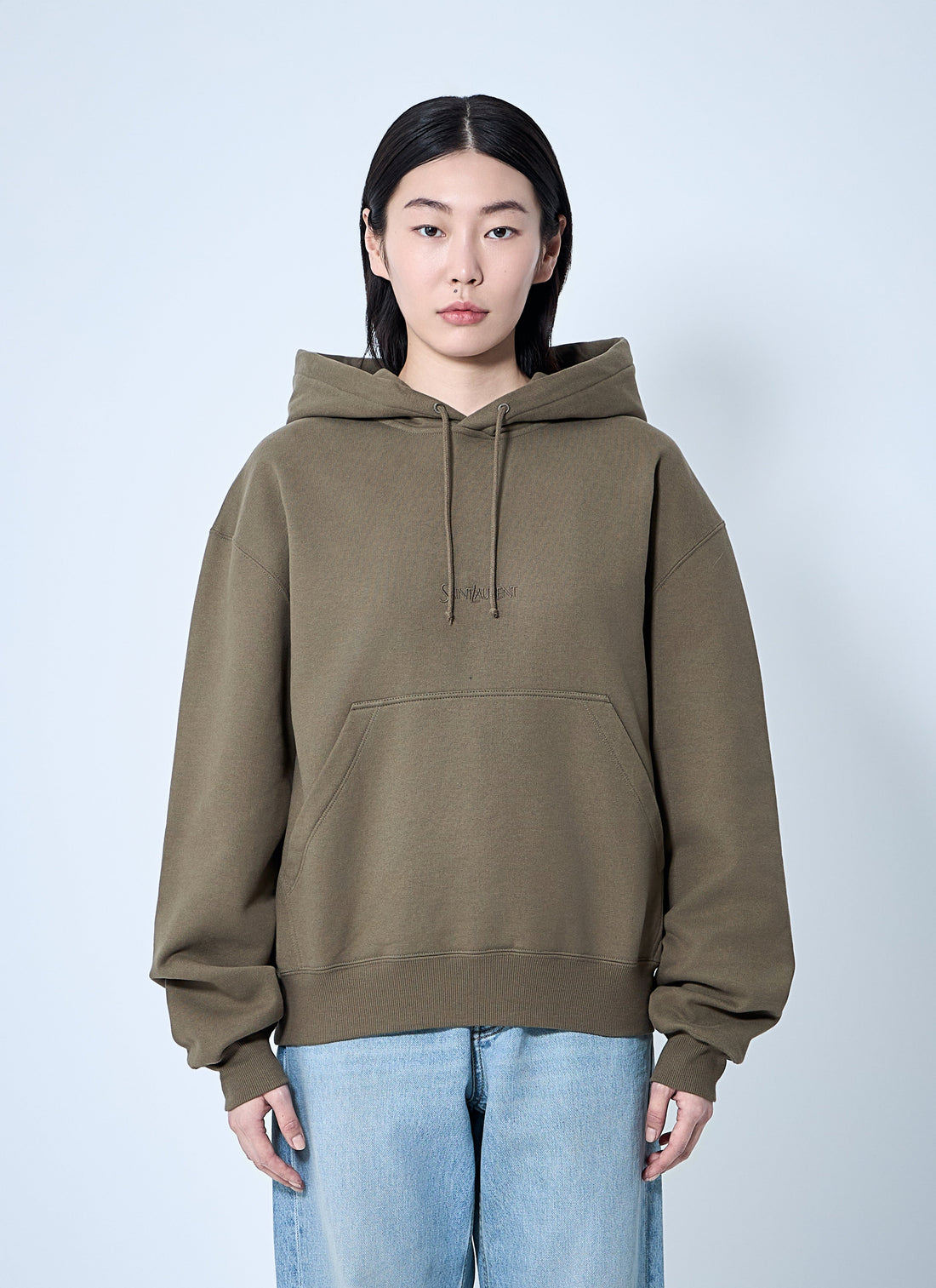 Saint Laurent Women Hooded Logo Motif Sweatshirt by Luosophy