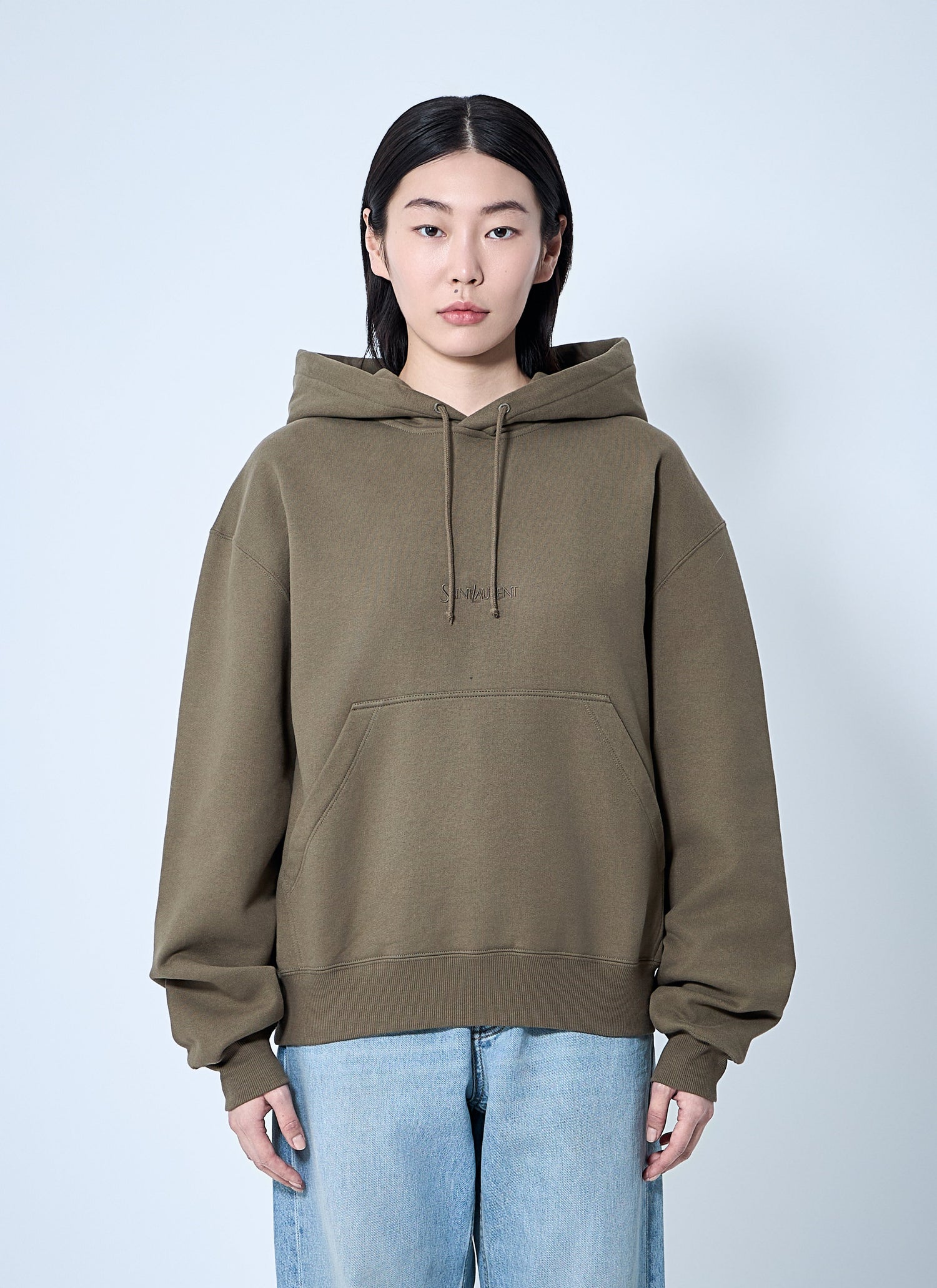 Saint Laurent Women Hooded Logo Motif Sweatshirt by Luosophy