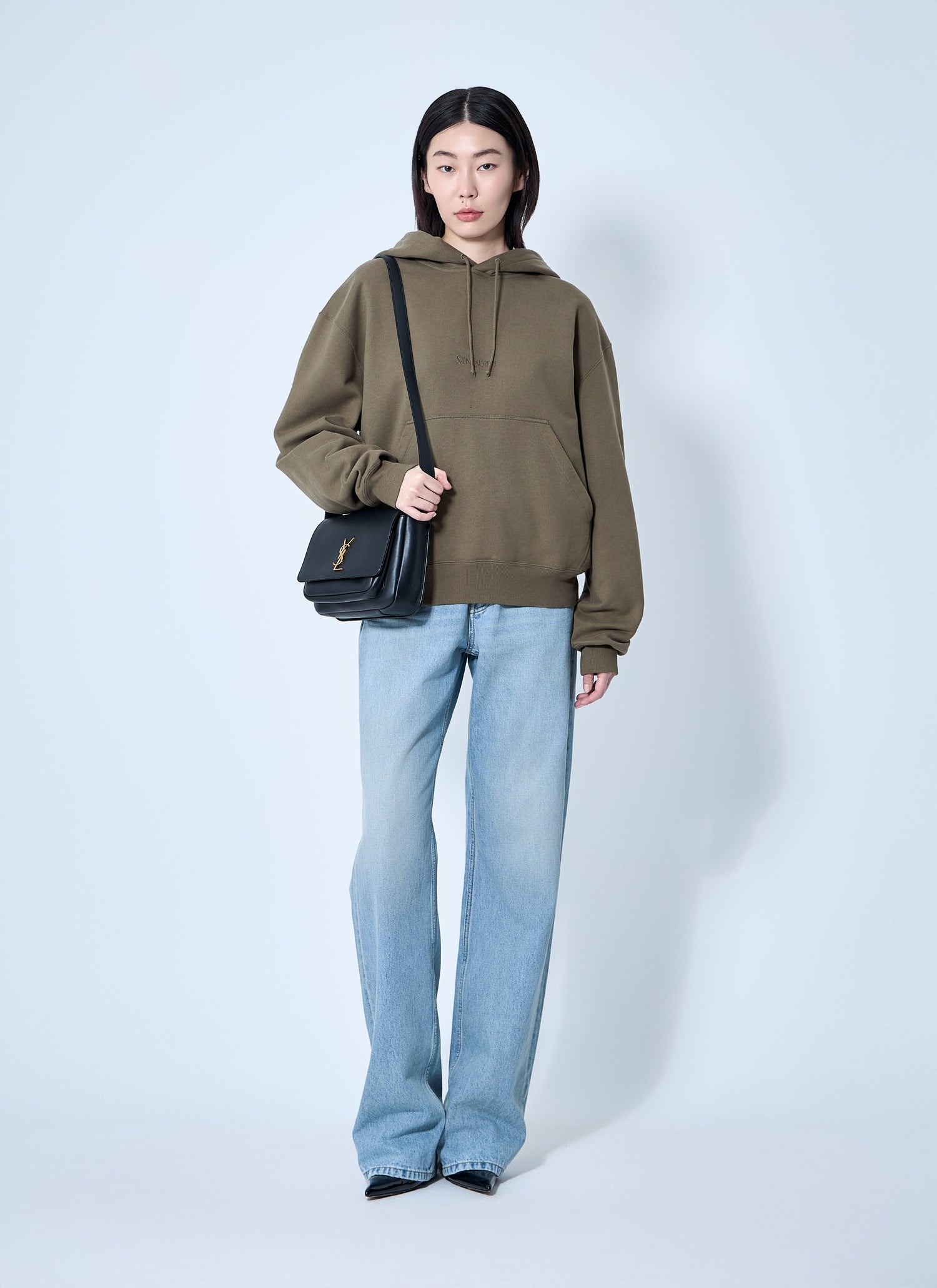 Saint Laurent Women Hooded Logo Motif Sweatshirt by Luosophy