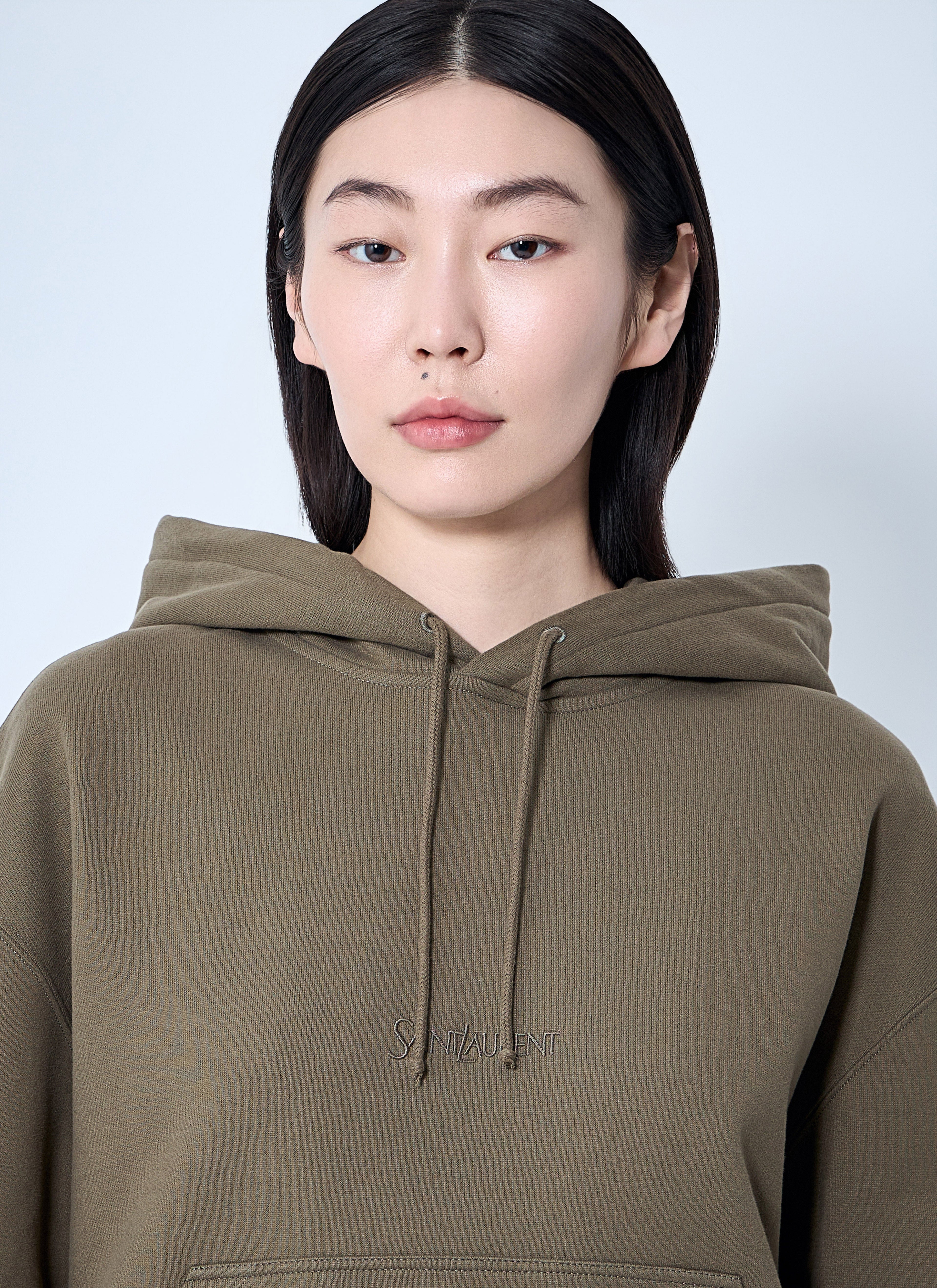 Saint Laurent Women Hooded Logo Motif Sweatshirt by Luosophy