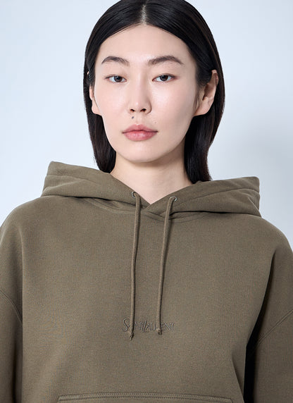 Saint Laurent Women Hooded Logo Motif Sweatshirt by Luosophy