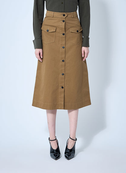 Saint Laurent Women Cotton Serge Midi Skirt by Luosophy
