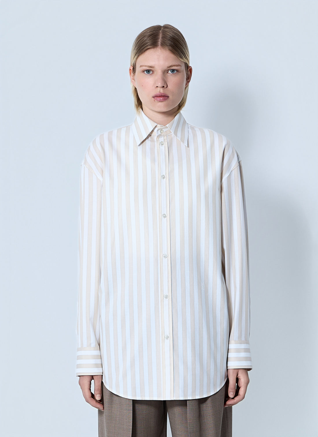 Saint Laurent Women Striped Button-Down Shirt by Luosophy