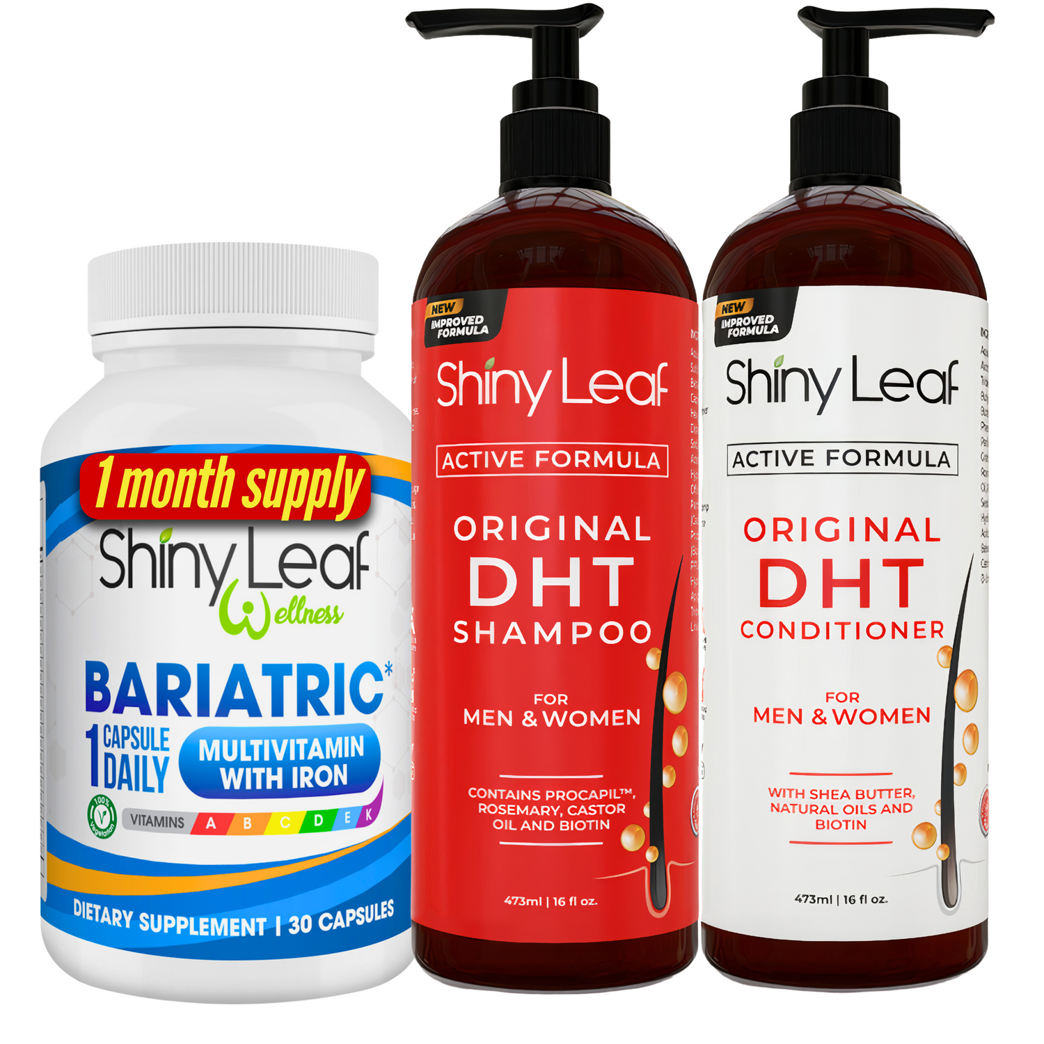 Bariatric Multivitamin with Iron With DHT Original Shampoo and Conditioner Hair Care Bundle