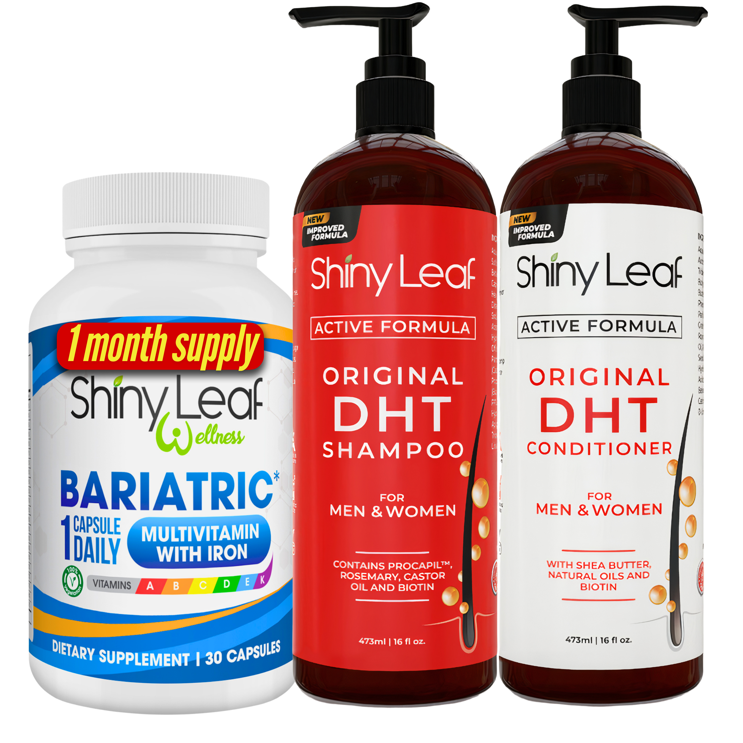 Bariatric Multivitamin with Iron With DHT Original Shampoo and Conditioner Hair Care Bundle