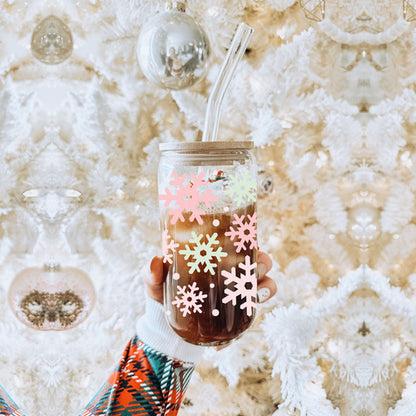 Pastel Snowflakes 17oz Stainless Steel Water Bottle - Insulated Tumbler