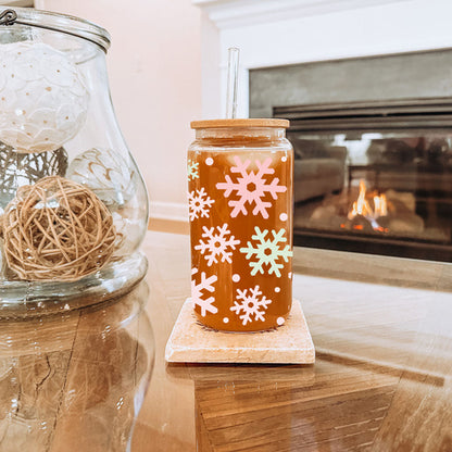 Pastel Snowflakes 17oz Stainless Steel Water Bottle - Insulated Tumbler