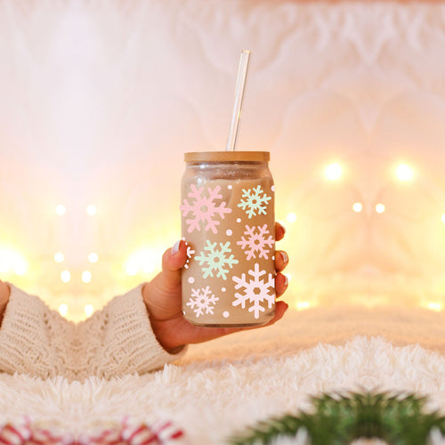 Pastel Snowflakes 17oz Stainless Steel Water Bottle - Insulated Tumbler